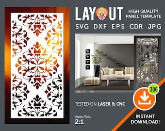 Room Divider Panel, Screen, Partitions, Wall Hanging, Laser, CNC, Plasma, Cricut Cutting file cdr, svg, dxf, eps, jpg