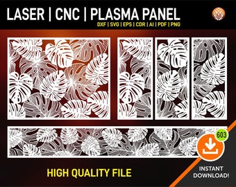 Tropical Leaves, Room Divider, Partition, Screen, Metal Wall Art Laser, CNC, Plasma, Cricut  | dxf, svg, cdr, eps, png, ai files