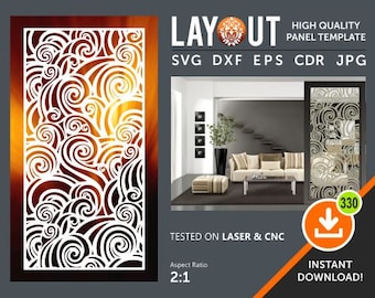 Abstrakter Raumteiler, Dekoratives Panel, Wandbehang, Sichtschutz, Schablone, Laser, Cnc, Plasma, Cricut Datei Cdr, Svg, Dxf, Eps, Ai, Jpg