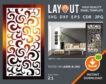 Divisore di stanza floreale, pannello decorativo, appeso a parete, schermo privacy, Stencil, laser, Cnc, plasma, Cricut File Cdr, Svg, Dxf, Eps, Ai,