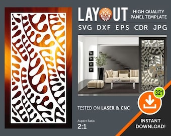 Divisor de habitaciones, Panel decorativo, Colgante de pared, Pantalla de privacidad, Plantilla, Láser, Cnc, Plasma, Cricut File Cdr, Svg, Dxf, Eps, Ai, Jpg