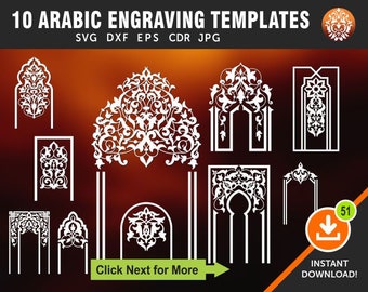 10 Arabic Patterns for Engraving, Islamic art, Arabesques, Svg file, Home Decor, Mosaic, Laser/CNC Cutting File