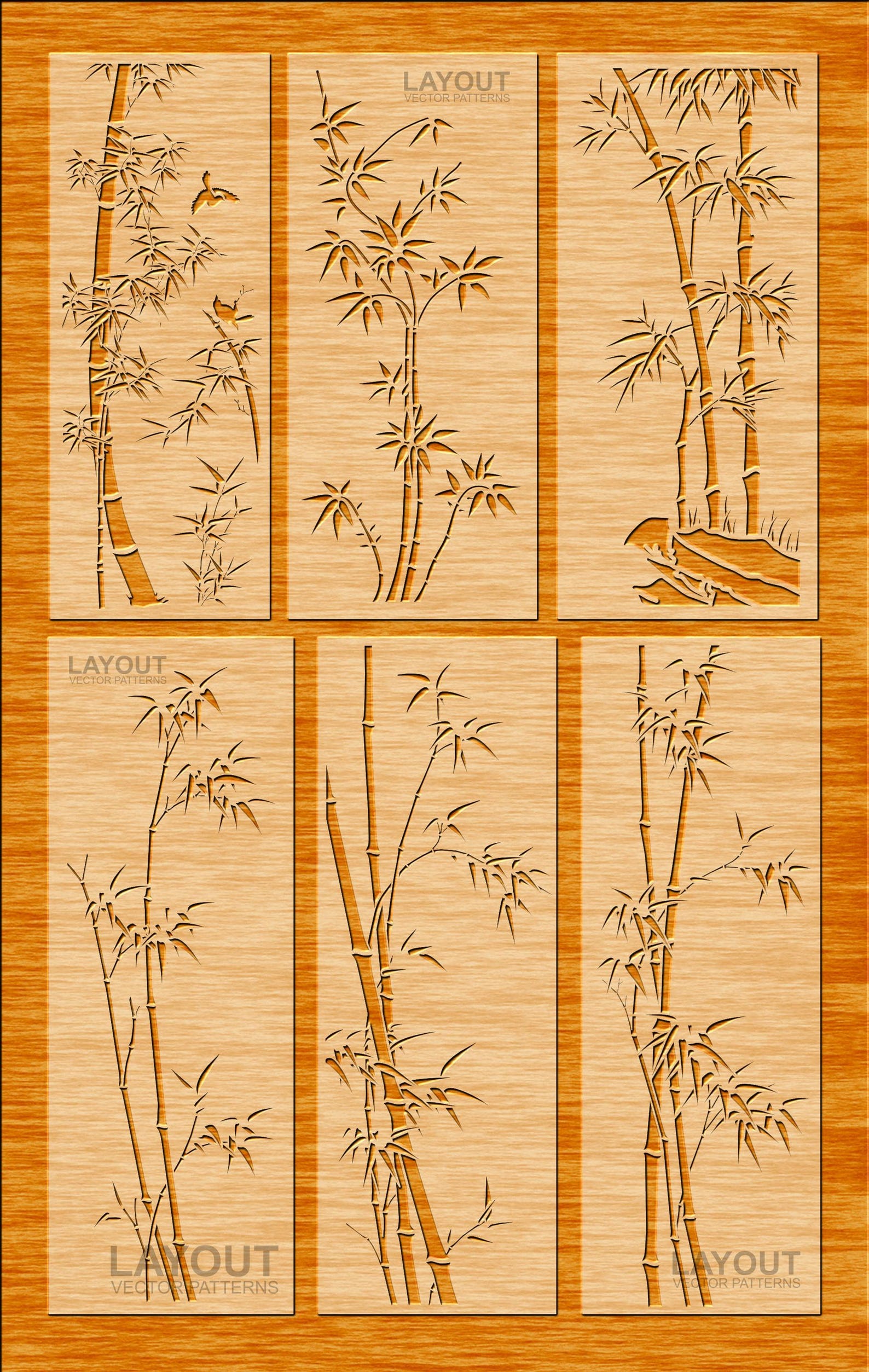 Tree Panel Pattern 20 Bamboo Tree Panels, Wall Panel Stencil, Room Decor, Tree Patterns ...