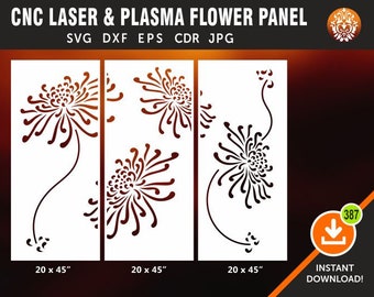 Flower Panel, Parition Screen, Wall Decor, Wall Hanging Laser, CNC, Plasma Cricut Cutting File Cdr, svg, dxf, eps jpg