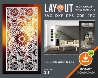 Room Divider, Decorative Panel, Wall Hanging, Privacy Screen, Stencil, Laser, Cnc, Plasma, Cricut File Cdr, Svg, Dxf, Eps, Ai, Jpg