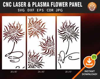 Blumen-Panel, Parition Bildschirm, Wand-Dekor, Wandbehang Laser, CNC, Plasma Cricut schneiden Datei Cdr, Svg, Dxf, eps jpg