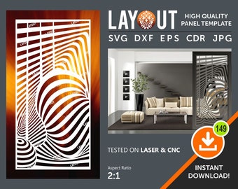 Optical Illusion Room Divider, Decorative Panel, Wall Hanging, Stencil, Laser, Cnc, Plasma, Cricut File Cdr, Svg, Dxf, Eps, Ai, Jpg