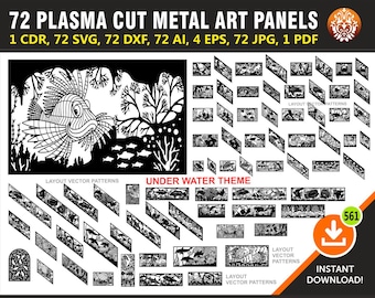 72 Metal Railling Art, Gate, Grill Panel, Wall Hanging, Partitions, Laser Cutting File CDR, Svg, Dxf, Eps AI, JPG