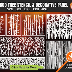 Bamboo Tree Panels, Wall Panel Stencil, Room Decor, Tree Patterns, Laser, CNC, plasma, cricut cdr, svg, dxf, eps, jpg files