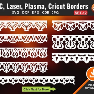 8 Seamless Border Designs | Wall Panels & Stencil | Craft Decoration |  High Quality Clean Cutting File for Laser, Cnc, Plasma and Cricut.