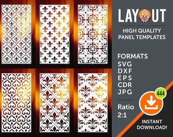 Fleur de lis Pattern Panel, Schermo Privacy, Stencil, Laser, CNC, Plasma, Cricut Cutting Files, Cdr, Svg, Dxf, AI, Eps, Jpg