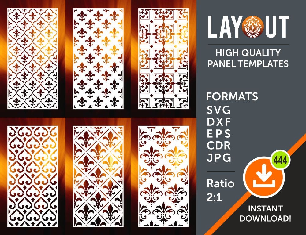 Fleur de lis Pattern Panel, Privacy Screen, Stencil, Laser, CNC, Plasma, Cricut Cutting Files, Cdr, Svg, Dxf, AI, Eps, Jpg
