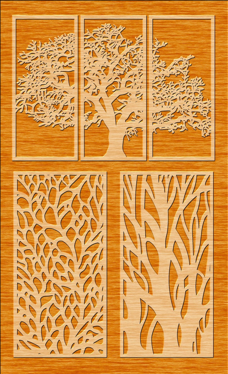 23 Tree Panels Wall Panels Room Decor Tree Patterns Laser Etsy