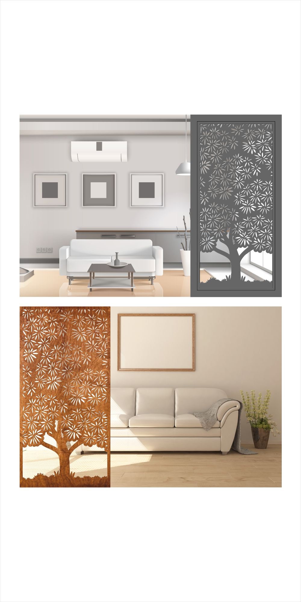 5 Tree Panels, Roon Divider, Wall Panels, Room Decor, Privacy Screen ...