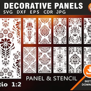 Damask Decorative Panel, Stencil, Wall Hanging, Room Divider, Screen, Laser, CNC, Plasma, Cricut, File Cdr, Dxf, Eps, Svg, Ai, Jpg