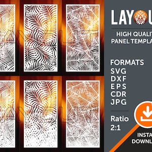 Diviseur de salle de feuille, écran de confidentialité, panneau décoratif, pochoir, laser, cnc, plasma, Cricut cutting files Cdr, Svg, Dxf, AI, Eps, PNG, PDF