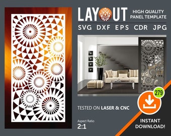 Divisor de ambiente, tela, painel decorativo, suspensão de parede, CNC, Laser, Plasma, Cricut, arquivo de corte de vinil CDR, SVG, Dxf, Eps, Jpg