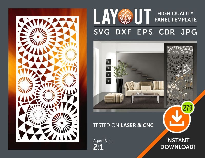 Divisore di stanza, schermo, pannello decorativo, appeso a parete, CNC, laser, plasma, cricut, cdr del file di taglio in vinile, SVG, Dxf, Eps, Jpg