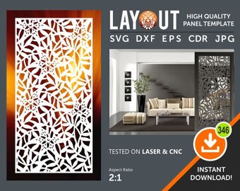 Diviseur de pièce, Panneau décoratif, Tentures murales, Écran d’intimité, Pochoir, Laser, Cnc, Plasma, Cricut File Cdr, Svg, Dxf, Eps, Ai, Jpg