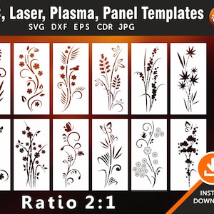 12-listne panele dekoracyjne, ścianka działowa, ekran prywatności, szablon, zawieszka ścienna, laser, CNC, plik do cięcia plazmowego CDR SVG Dxf, Eps, Jpg