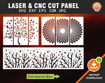 3 Tree Wall Hanging, Wall Decor Decal, Wall Vinyl, Tree Patterns, Laser, CNC Router, Plasma, Room Decor | Cdr, Svg, Dxf, Ai, Eps, Jpg Files