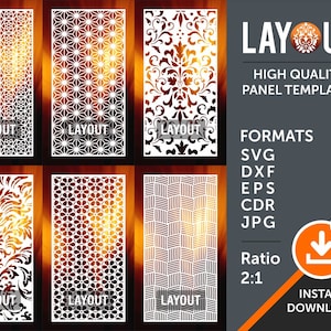 Przegroda pokojowa, ekran prywatności, panel dekoracyjny, szablon, dekoracja ścienna, laser, CNC, plazma, pliki do cięcia Cricut Cdr, Svg, Dxf, AI, Eps, Jpg