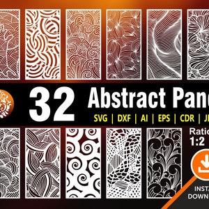 32 Abstract panel, Gate, Grill, Door, Room Divider, Screen, Partitions, Laser, Cnc, Plasma, Cricut File CDR, Svg, AI, Eps, Dxf, Jpg