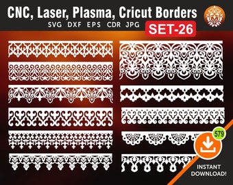 11 Border Designs | Wall Decor, Panel & Stencil | Lacy | Divider | Separator | Cutting Files for Laser, Cnc, Plasma and Cricut