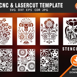 7 Decorative Panel, Stencils, Mandala, Furniture stencil, Laser, CNC, Plasma, Cricut, Room Decor, CNC Router| Dxf, Svg, Jpg, Cdr, Eps Vector