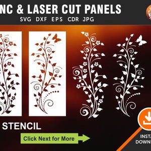 2  Leaf Decorative Panels, Room Divider, Privacy Screen, Stencil, Wall Hanging, Laser, CNC, Plasma Cutting File CDR SVG Dxf, Eps, Jpg