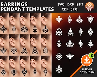 15 DIGITAL EARRING PENDANT Leather / Wood / Acrylic Earring Templates Cut File Laser, Plasma, Cricut Download cdr, svg, dxf, ai, jpg