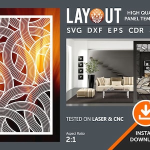 Panneau diviseur de pièce, écran, partitions, tentures murales, laser, CNC, Plaxma, Cricut fichier de coupe cdr, svg, dxf, eps, jpg