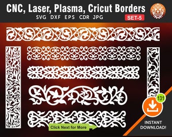 7 Seamless Border Designs | Wall Decor, Panel & Stencil | Craft Decoration | High Quality Cutting File for Laser, Cnc, Plasma and Cricut