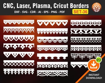 20 Borde sin costuras / Borde de templo / Borde de corte de papel / Pelmets de cortina / Archivos para láser, Cnc, Plasma y Cricut