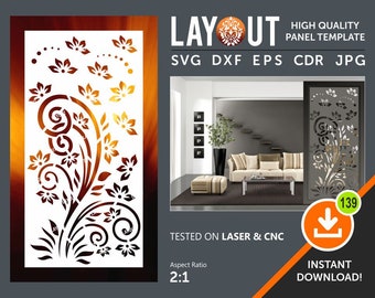Raumteiler, Sichtschutzschirm, Trennwände, Dekoratives Panel, Wandbehang, Schablone, Laser, Cnc, Plasma, Cricut, Cdr, Svg, Dxf, Eps, Ai, Jpg