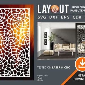 Raumteiler, Dekoratives Panel, Wandbehang, Sichtschutz, Schablone, Laser, Cnc, Plasma, Cricut Datei Cdr, Svg, Dxf, Eps, Ai, Bild 1