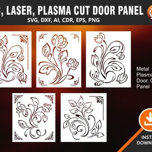 5 Plasma Cut Door Panels, Main Gate, Stencil Templates, Privacy Screen, Wall Hanging | Dxf, Eps, Svg, Png, Cdr, AI Vector | Laser Cut File