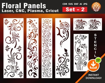 6 Decorative Panel, Door Panels, Stencil Templates, Privacy Screen, Wall Hanging | Dxf, Svg, Jpg, Cdr, AI  Laser CNC, PLASMA, Cricut