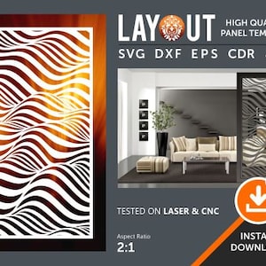 Optical Illusion Room Divider, Decorative Panel, Wall Hanging, Stencil, Laser, Cnc, Plasma, Cricut File Cdr, Svg, Dxf, Eps, Ai, Jpg