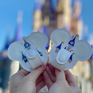 Castle mouse ear holder, park castle mouse ear holder, Castle Mickey Mouse shaped inspired ear holder or carrier for bag, ear buddy image 3