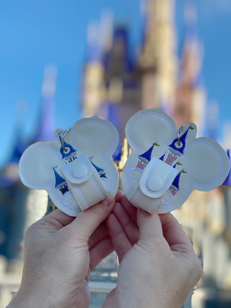 Castle mouse ear holder, park castle mouse ear holder, Castle Mickey Mouse shaped inspired ear holder or carrier for bag, ear buddy image 3