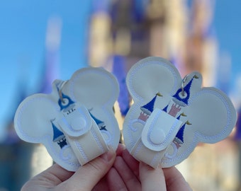 Castle mouse ear holder, park castle mouse ear holder, Castle Mickey Mouse shaped  inspired ear holder or carrier for bag, ear buddy