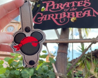 Pirate Mickey Adjustable mouse ear holder, adjustable keychain ear holder, Pirate mouse adjustable ear buddy, Pirate mouse ear holder