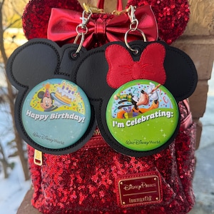 Mouse Keychain Button Holder, Button Backer, Mouse Button Frame, Mouse Button Holder Accessory, 3 inch Button Accessory, Park Button holder