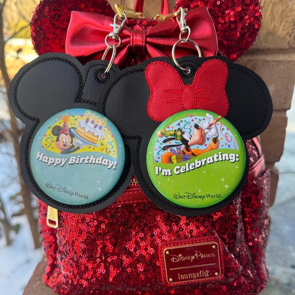 Mouse Keychain Button Holder, Button Backer, Mouse Button Frame, Mouse Button Holder Accessory, 3 inch Button Accessory, Park Button holder