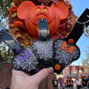 Spider Mickey Adjustable mouse ear holder, adjustable keychain ear holder,  Spider Minnie adjustable ear buddy, Halloween mouse ear holder