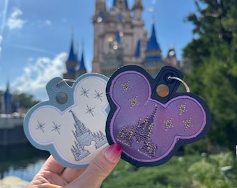 Castle mouse ear holder, park castle mouse ear holder, Castle Mickey Mouse shaped  inspired ear holder or carrier for bag, ear buddy