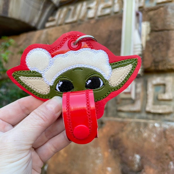 Santa Baby Yoda Mouse Ear Holder, Santa Child Baby Yoda inspired ear holder or carrier for bag, Santa child ear holder