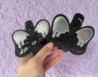 100 years mouse ear holder, black drip Minnie bow Mickey ear holder or carrier, 100 years of wonder Mouse ear holder, bow ear buddy