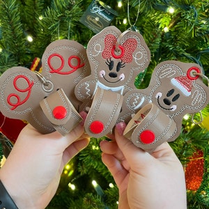 Gingerbread Mickey Mouse ear holder, Gingerbread Minnie mouse ear holder. Gingerbread Mickey shaped inspired ear holder or carrier